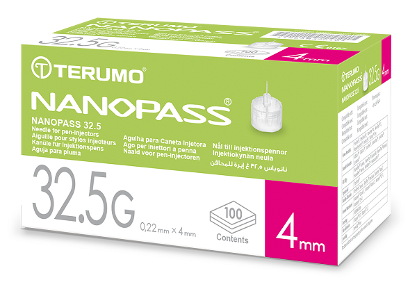 AGO PER PENNA DA INSULINA NANOPASS 32,5 GAUGE LUNGHEZZA 4 MM 100 PEZZI - Luckyfarma.it