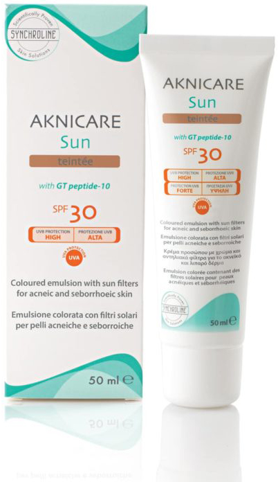 CREMA COLORATA PROTETTIVA SOLARE PER PELLE ACNEICA AKNICARE SUN TEINTEE' DORE' TUBETTO 50 ML - Luckyfarma.it