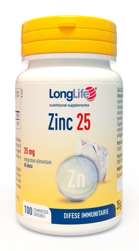LONGLIFE ZINC 25 MG 100 COMPRESSE DIVISIBILI - Luckyfarma.it