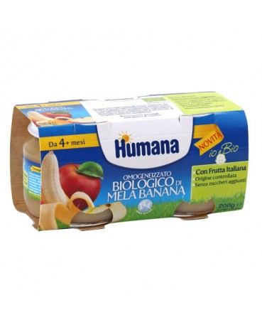 HUMANA OMOGENEIZZATO MELA/BANANA BIO 2 VASETTI 100 G - Luckyfarma.it