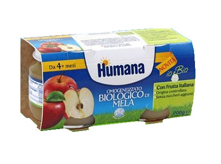 HUMANA OMOGENEIZZATO MELA BIO 2 VASETTI 100G - Luckyfarma.it