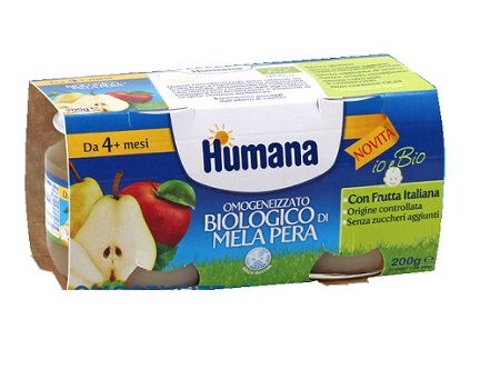 HUMANA OMOGENEIZZATO MELA/PERA BIO 2 VASETTI 100 G - Luckyfarma.it