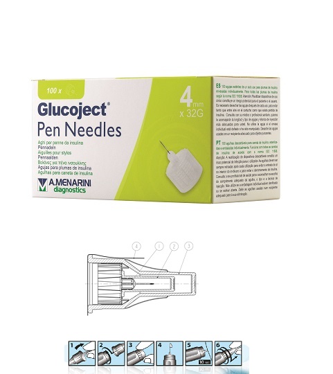 AGO PER PENNA DA INSULINA GLUCOJECT LUNGHEZZA 4 MM GAUGE 32 100 PEZZI - Luckyfarma.it