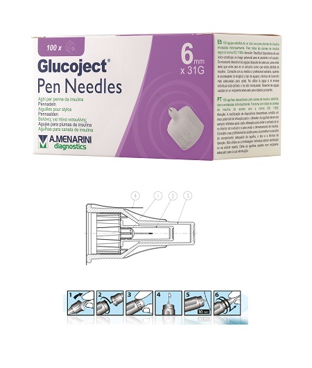 AGO PER PENNA DA INSULINA GLUCOJECT LUNGHEZZA 6 MM GAUGE 31 100 PEZZI - Luckyfarma.it