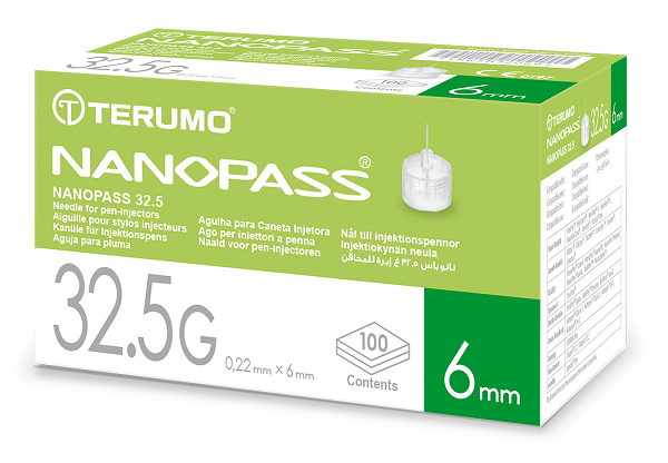 AGO PER PENNA DA INSULINA NANOPASS 32,5 GAUGE LUNGHEZZA 6 MM 100 PEZZI - Luckyfarma.it