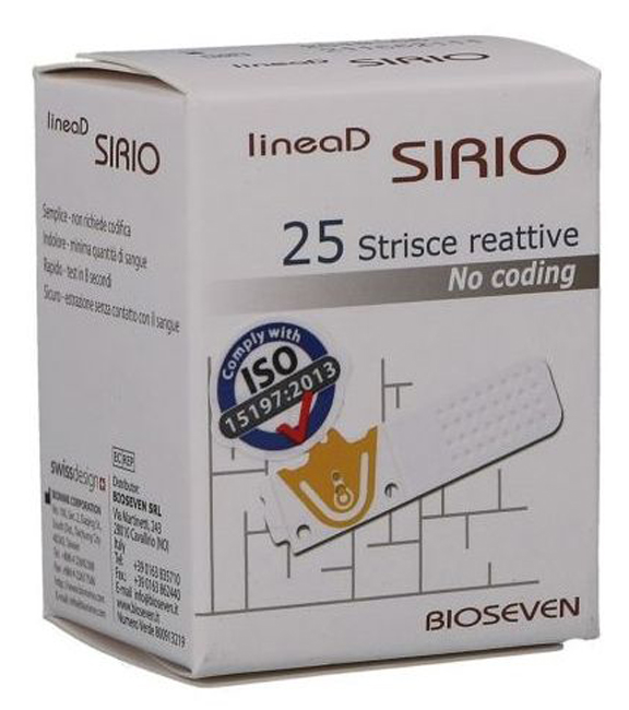 STRISCE MISURAZIONE GLICEMIA LINEA D SIRIO 25 PEZZI - Luckyfarma.it