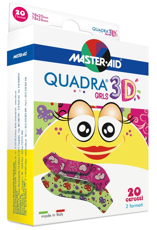 CEROTTO MASTER-AID QUADRA 3D GIRLS 20 PEZZI ASSORTITI - Luckyfarma.it