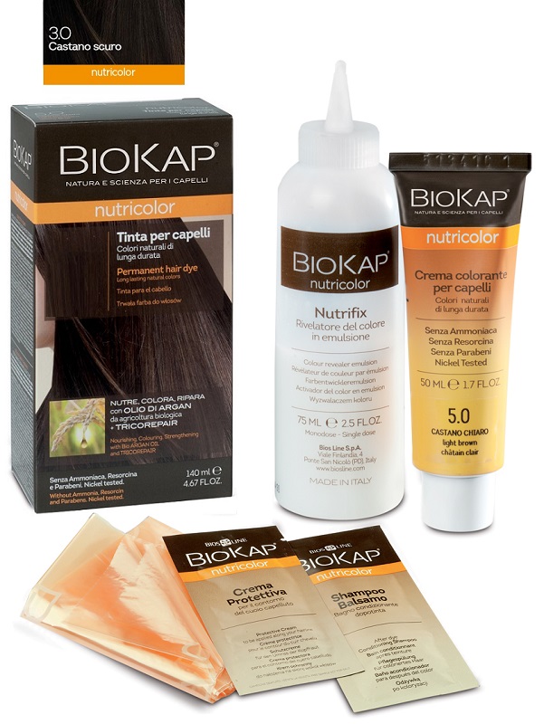 BIOKAP NUTRICOLOR 3,0 NEW CASTANO SCURO TINTA TUBO + FLACONE - Luckyfarma.it