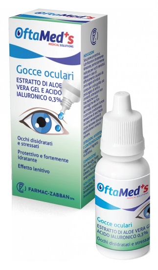 OFTAMED'S GOCCE OCULARI OCCHI DISIDRATATI E STRESSATI ESTRATTO ALOE VERA GEL E ACIDO IALURONICO 0,3% 10 ML - Luckyfarma.it