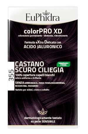 EUPHIDRA COLORPRO XD 355 CASTANO SCURO CILIEGIA GEL COLORANTE CAPELLI IN FLACONE + ATTIVANTE + BALSAMO + GUANTI - Luckyfarma.it