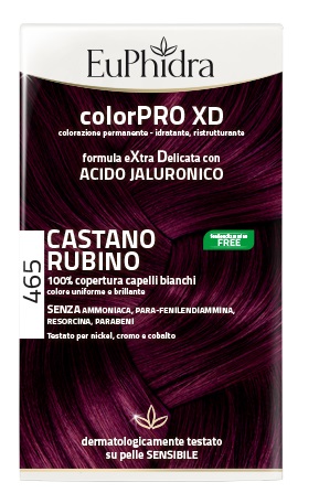 EUPHIDRA COLORPRO XD 465 CAST RUBINO GEL COLORANTE CAPELLI IN FLACONE + ATTIVANTE + BALSAMO + GUANTI - Luckyfarma.it