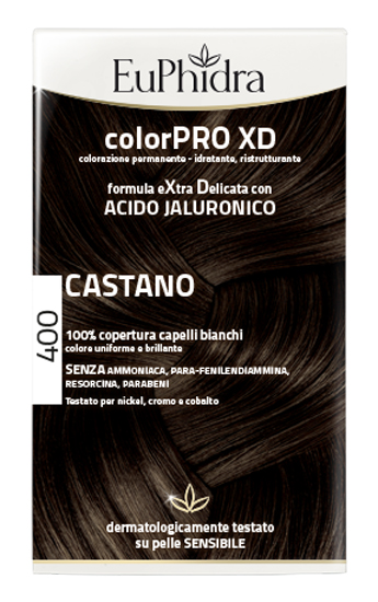 EUPHIDRA COLORPRO XD 400 CASTANO GEL COLORANTE CAPELLI IN FLACONE + ATTIVANTE + BALSAMO + GUANTI - Luckyfarma.it