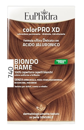 EUPHIDRA COLORPRO XD 740 BIONDO RAME GEL COLORANTE CAPELLI IN FLACONE + ATTIVANTE + BALSAMO + GUANTI - Luckyfarma.it