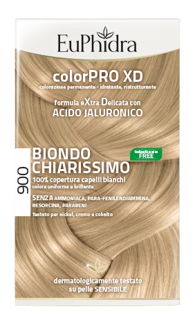 EUPHIDRA COLORPRO XD 900 BIONDO CHIARISSIMO GEL COLORANTE CAPELLI IN FLACONE + ATTIVANTE + BALSAMO + GUANTI - Luckyfarma.it
