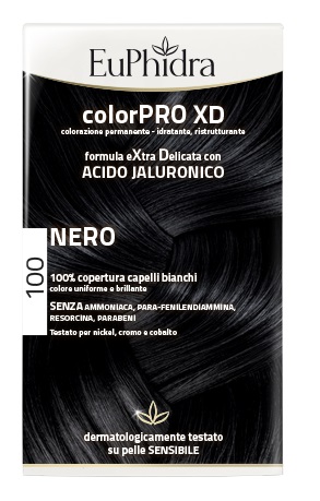 EUPHIDRA COLORPRO XD 100 NERO GEL COLORANTE CAPELLI IN FLACONE + ATTIVANTE + BALSAMO + GUANTI - Luckyfarma.it