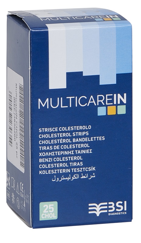 TEST COLESTEROLEMIA MULTICARE IN COLESTEROLO IN STRISCE CON ASPIRAZIONE CAPILLARE 25 PEZZI - Luckyfarma.it