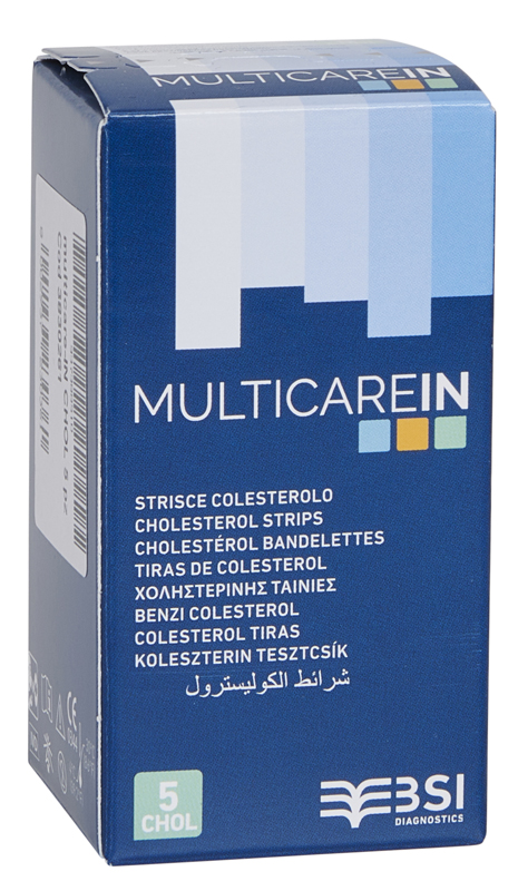 TEST COLESTEROLEMIA MULTICARE IN COLESTEROLO IN STRISCE CON ASPIRAZIONE CAPILLARE 5 PEZZI - Luckyfarma.it