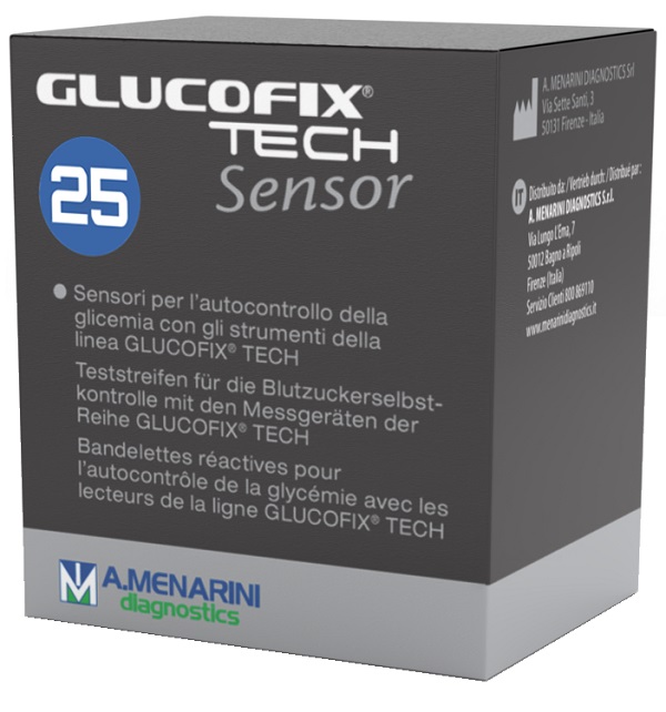 STRISCE MISURAZIONE GLICEMIA GLUCOFIX TECH SENSOR 25 PEZZI - Luckyfarma.it