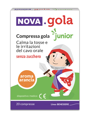 NOVA GOLA JUNIOR ARANCIA 20 COMPRESSE SENZA ZUCCHERO - Luckyfarma.it