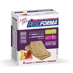 PESOFORMA SANDWICH PROSCIUTTO/FORMAGGIO 4 PASTI 8 PEZZI X 25 G - Luckyfarma.it