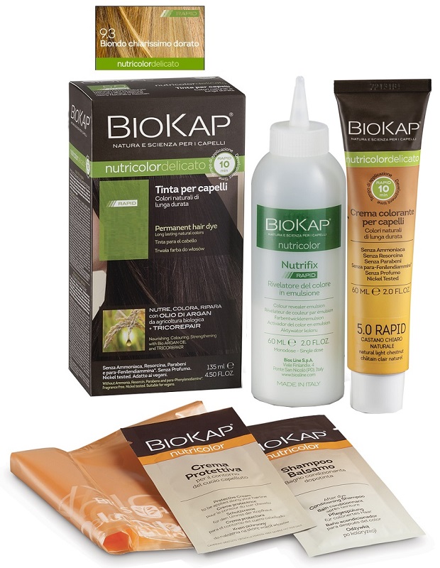 BIOS LINE  BIOKAP NUTRICOLOR DELICATO RAPID TINTA 9,3 BIONDO CHIARISSMO DORATO 135 ML - Luckyfarma.it