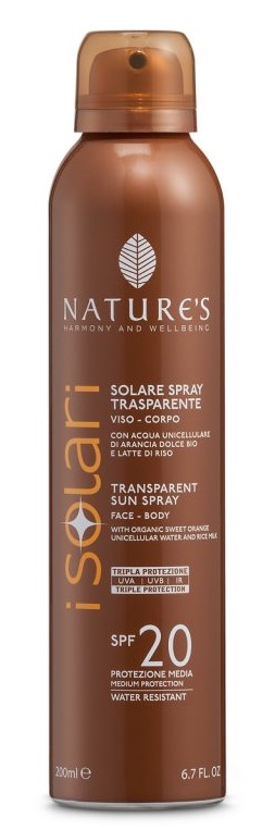 NATURES I SOLARI SPRAY TRASPARENTE SPF20 200 ML - Luckyfarma.it