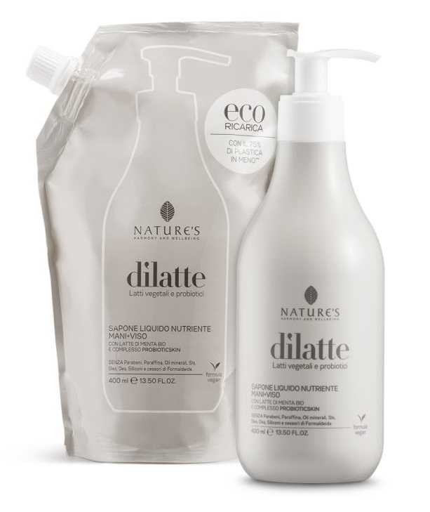 NATURES DILATTE SAPONE LIQUITO MANI/VISO RICARICA 400 ML - Luckyfarma.it
