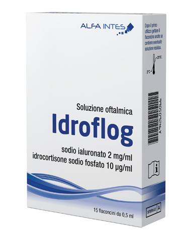 SOLUZIONE OFTALMICA IDROFLOG A BASE DI IALURONATO DI SODIO E IDROCORTISONE SODIO FOSFATO 15 FLACONCINI DA 0,5 ML - Luckyfarma.it