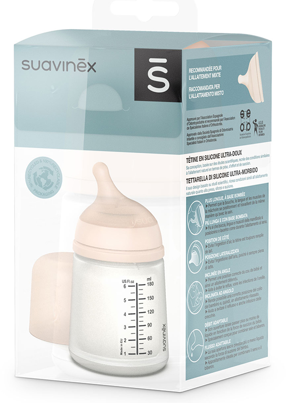 SUAVI BIBERON SPECIALE ALLATTAMENTO ZERO ZERO 180 ML TAGLIA UNICA - Luckyfarma.it