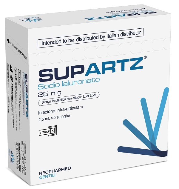 SIRINGA PRERIEMPITA INTRA-ARTICOLARE SUPARTZ ACIDO IALURONICO 25 MG 2,5 ML 5 PEZZI - Luckyfarma.it