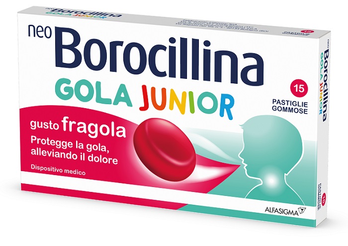 NEOBOROCILLINA GOLA JUNIOR 15 PASTIGLIE FRAGOLA - Luckyfarma.it
