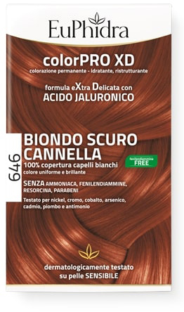 EUPHIDRA COLORPRO GEL COLORANTE CAPELLI XD 646 CANNELLA 50 ML IN FLACONE + ATTIVANTE + BALSAMO + GUANTI - Luckyfarma.it