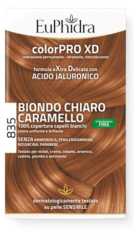EUPHIDRA COLORPRO GEL COLORANTE CAPELLI XD 835 CARAMELLO 50 ML + ATTIVANTE + BALSAMO + GUANTI - Luckyfarma.it