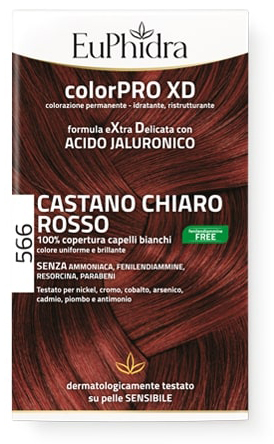 EUPHIDRA COLORPRO GEL COLORANTE CAPELLI XD 566 CASTANO CHIARO ROSSO 50 ML + ATTIVANTE + BALSAMO + GUANTI - Luckyfarma.it