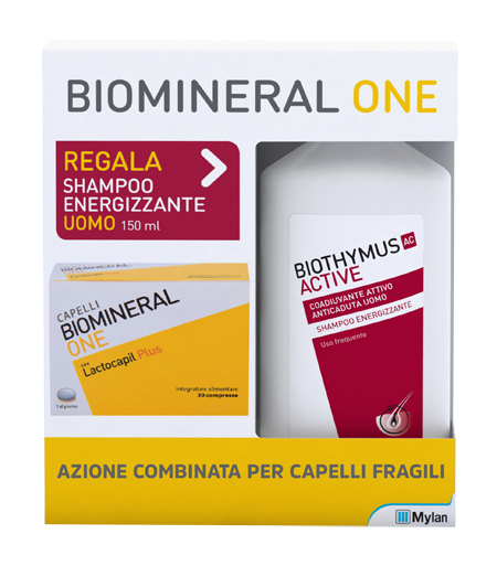 BIOMINERAL ONE LACTOCAPIL 30 COMPRESSE + BIOTHYMUS SHAMPOO UOMO ENERGIZZANTE 150 ML - Luckyfarma.it
