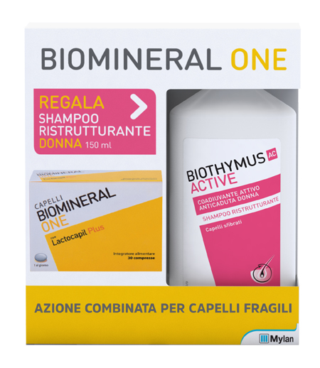 BIOMINERAL ONE LACTOCAPIL 30 COMPRESSE + BIOTHYMUS SHAMPOO DONNA RISTRUTTURANTE 150 ML - Luckyfarma.it