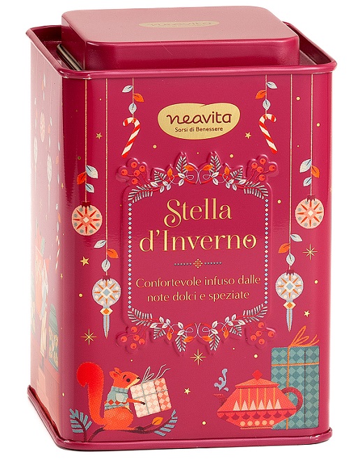 NEAVITA INFUSO STELLA D'INVERNO FILTROSCRIGNO IN SQUARE TIN ROSSO NATALE 12 FILTRI DA 3,5 G - Luckyfarma.it