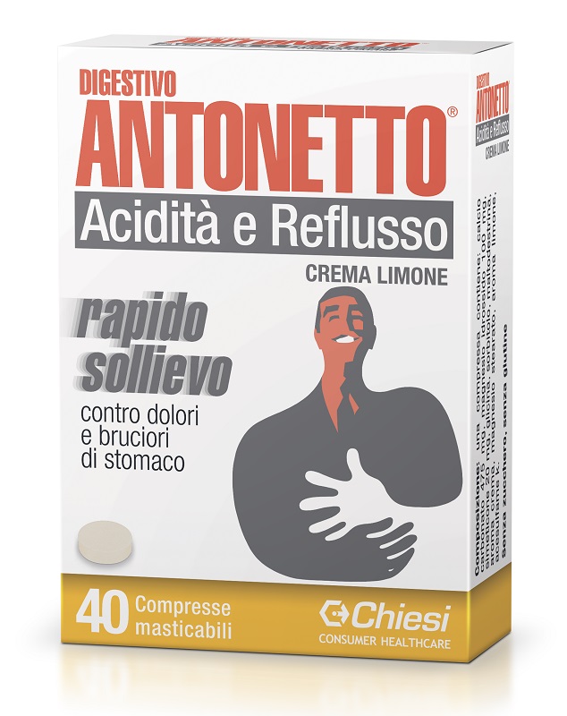 DIGESTIVO ANTONETTO ACIDITA' E REFLUSSO CREMA AL LIMONE 40 COMPRESSE MASTICABILI - Luckyfarma.it