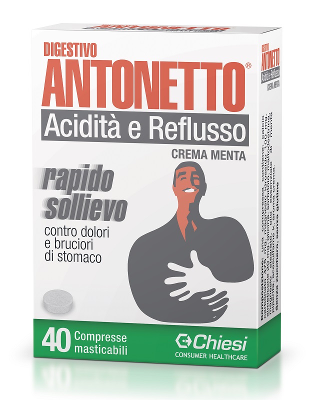 DIGESTIVO ANTONETTO ACIDITA' E REFLUSSO CREMA ALLA MENTA 40 COMPRESSE MASTICABILI - Luckyfarma.it