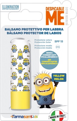 FARMASANKIDS BALSAMO LABBRA MINIONS SPF 15 MELONE GIALLO - Luckyfarma.it