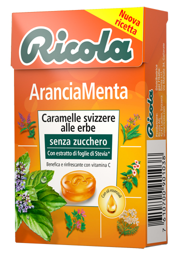 RICOLA ARANCIA MENTA SENZA ZUCCHERO 50 G - Luckyfarma.it