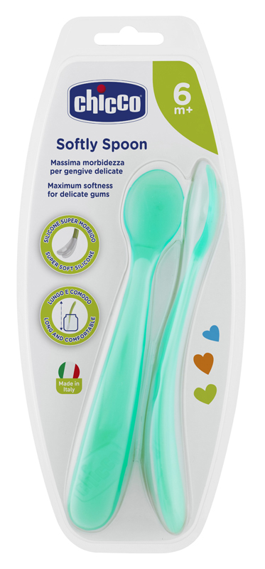 CHICCO CUCCHIAIO SILICONE MASCHILE BI PACK 6M+ - Luckyfarma.it