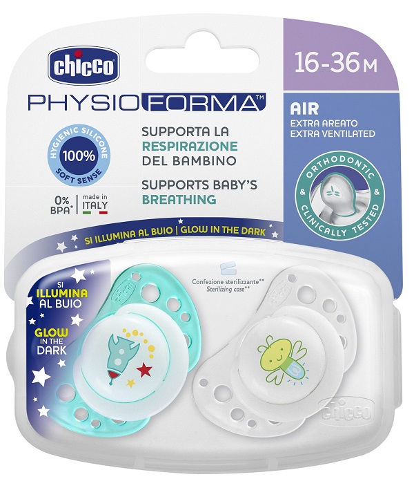 CHICCO SUCCHIETTO AIR LUMI IN SILICONE 16-36 MESI 2 PEZZI - Luckyfarma.it
