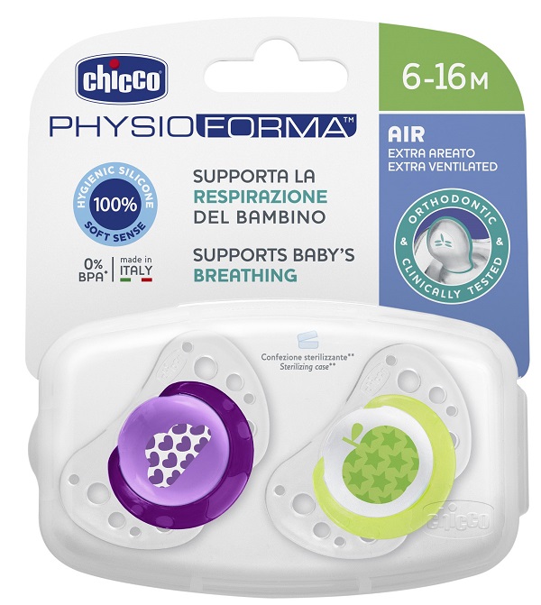 CHICCO SUCCHIETTO AIR GIRL IN SILICONE 6-16 MESI 2 PEZZI - Luckyfarma.it
