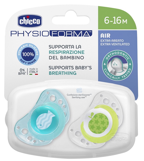 CHICCO SUCCHIETTO AIR BOY IN SILICONE 6-16 MESI 2 PEZZI - Luckyfarma.it