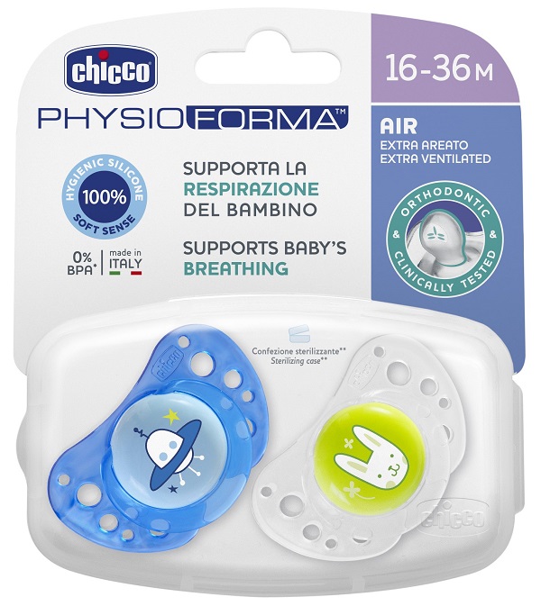 CHICCO SUCCHIETTO AIR BOY IN SILICONE 16-36 MESI 2 PEZZI - Luckyfarma.it