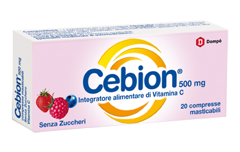CEBION MASTICABILE SENZA ZUCCHERO VITAMINA C 500 MG 20 COMPRESSE - Luckyfarma.it