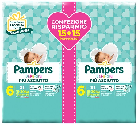 PAMPERS BABY DRY DUO DWCT XL 30 PEZZI - Luckyfarma.it