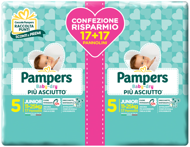 PAMPERS BABY DRYDUO DWCT JUNIOR X 34 PEZZI - Luckyfarma.it