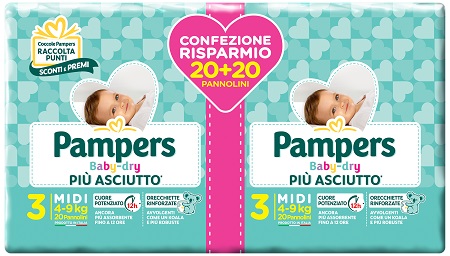 PAMPERS BABY DRYDUO DWCT MIDI 40 PEZZI - Luckyfarma.it